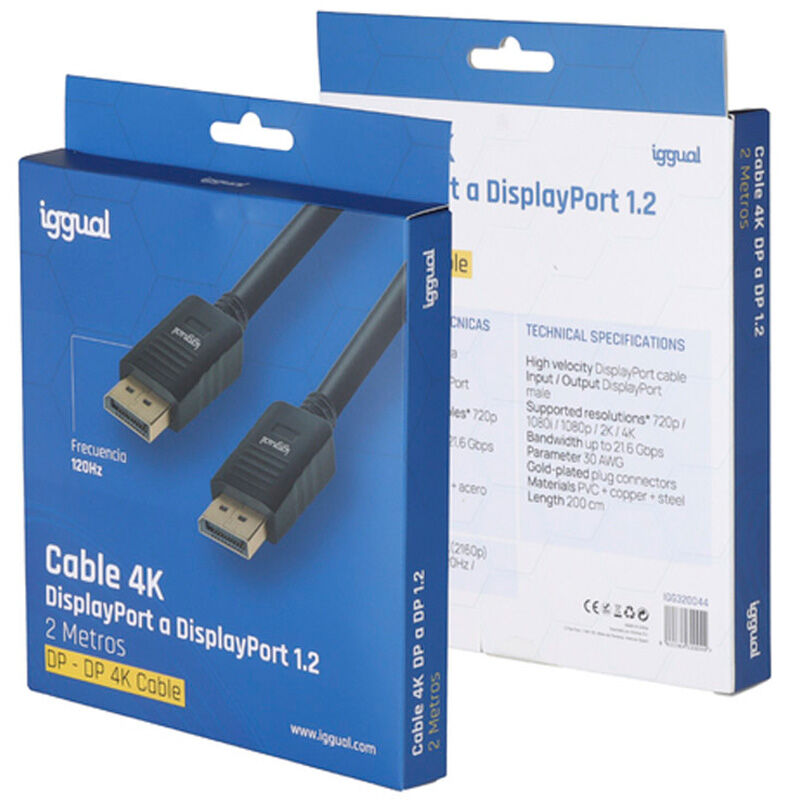 iggual Cable DisplayPort (M) 1.2 4K@60hz 1,8 m