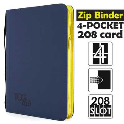 4-Pocket Trading card binder with zipper - 208 Blue - Yellow zip