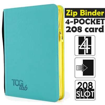 4-Pocket Trading card binder with zipper - 208 Sky Blue - Yellow zip