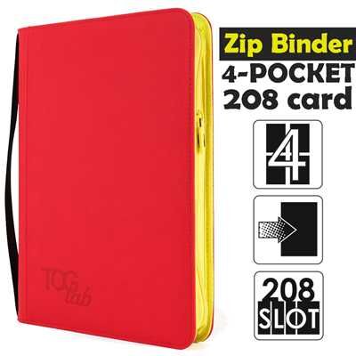 4-Pocket Trading card binder with zipper - 208 Red - Yellow zip