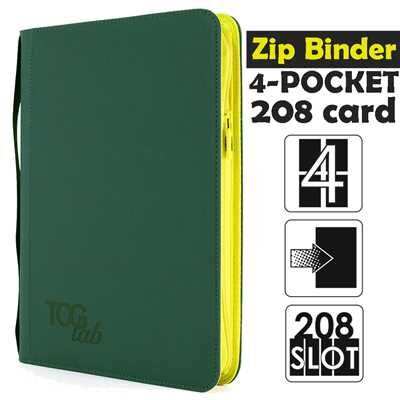 4-Pocket Trading card binder with zipper - 208 Green - Yellow zip