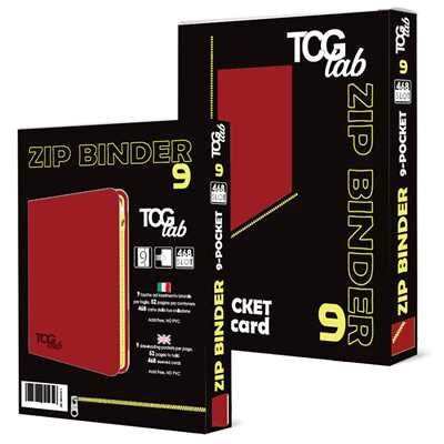 9-Pocket Trading card binder with zipper - 468 rosso - zip gialla