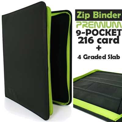 Album Premium 9-Pocket Toploader (216 toploader + 4 Graded Slab) - Leather Black